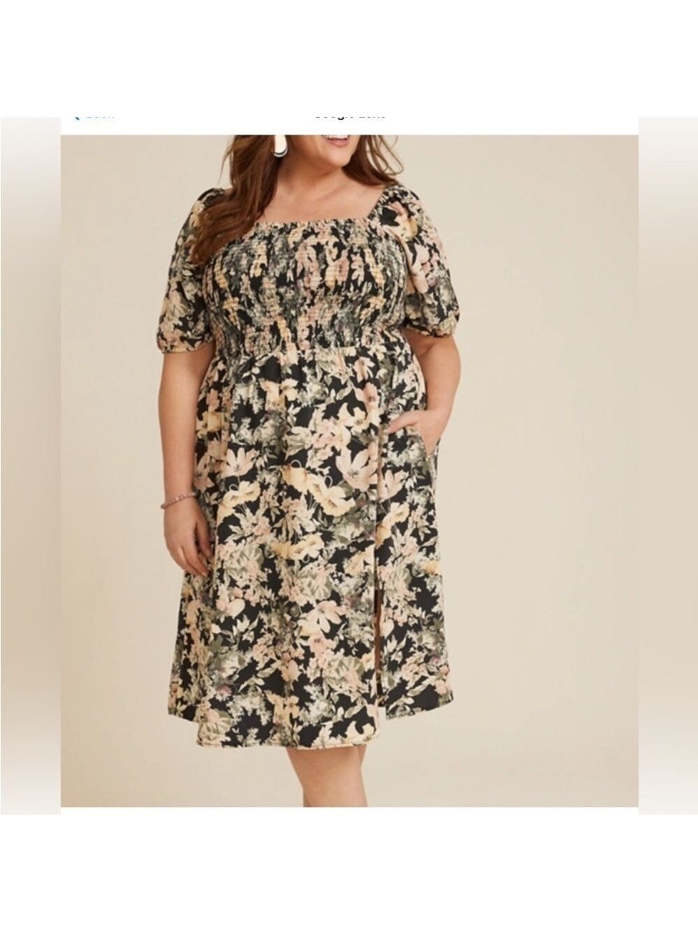 Maurice’s floral square neckline short sleeve midi dress Woman’s 3X - Picture 1 of 13